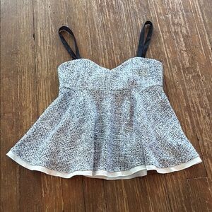 Zara Blue Tweed Peplum Sweetheart Top Size Medium